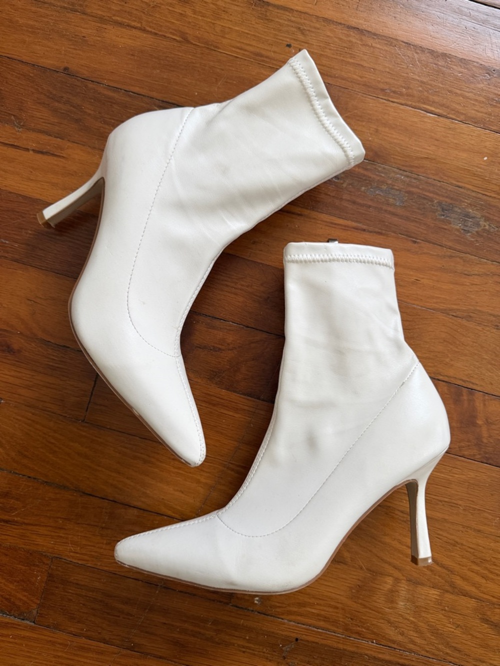 Princess Polly White Pointed Sock Ankle Booties